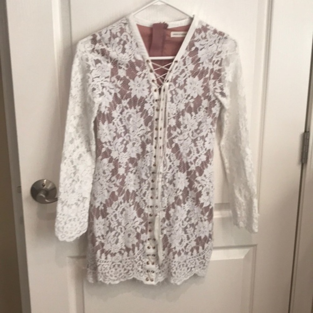 Lace with nude lining long sleeve dress